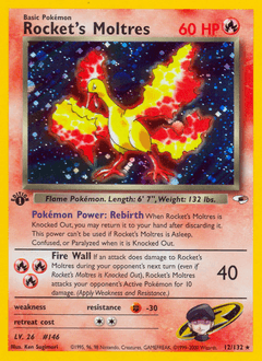 Rocket's Moltres 1st Edition Holo - Gym Heroes