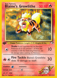 Blaine's Growlithe 1st Edition - Gym Heroes