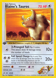 Blaine's Tauros 1st Edition - Gym Heroes