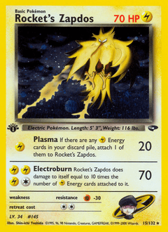 Rocket's Zapdos 1st Edition Holo - Gym Challenge