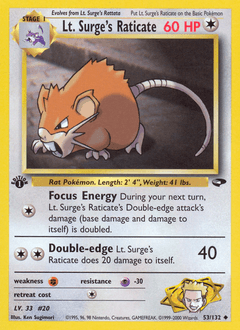 Lt. Surge's Raticate 1st Edition - Gym Challenge