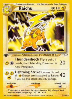 Raichu 1st Edition - Neo Revelation