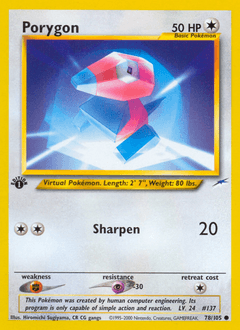 Porygon 1st Edition - Neo Destiny